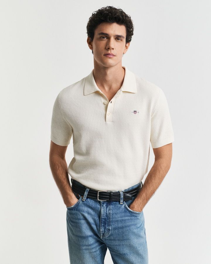 Textured Cotton Polo Shirt