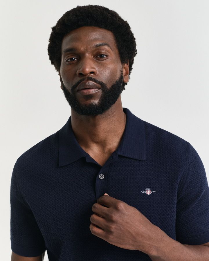 Textured Cotton Polo Shirt