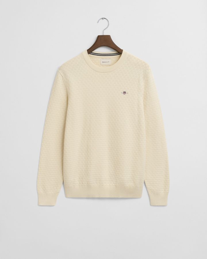 Micro Textured Crew Neck Sweater