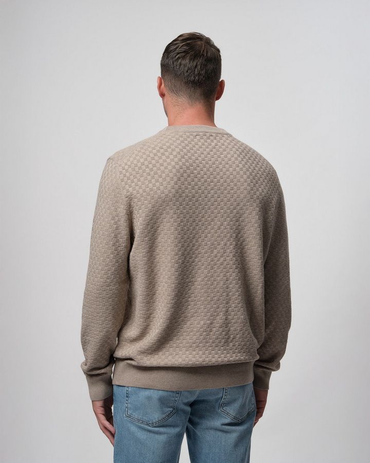 Micro Textured Crew Neck Sweater