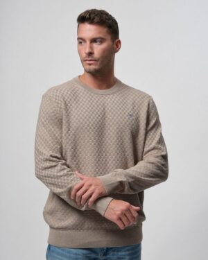 Micro Textured Crew Neck Sweater