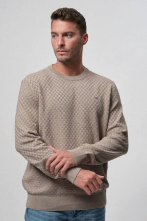 Micro Textured Crew Neck Sweater