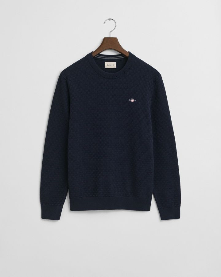 Micro Textured Crew Neck Sweater