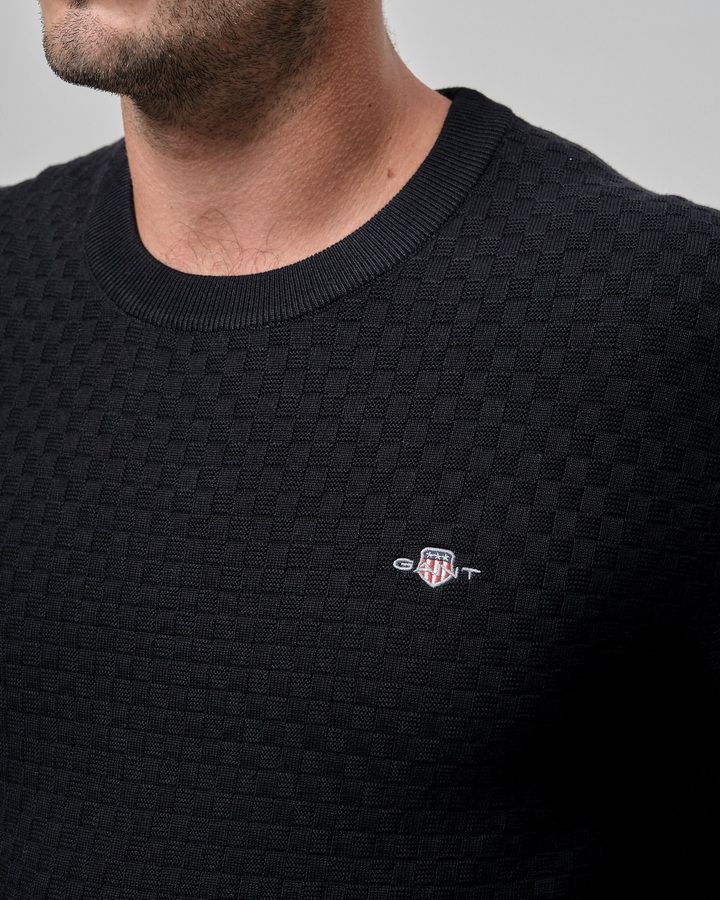 Micro Textured Crew Neck Sweater