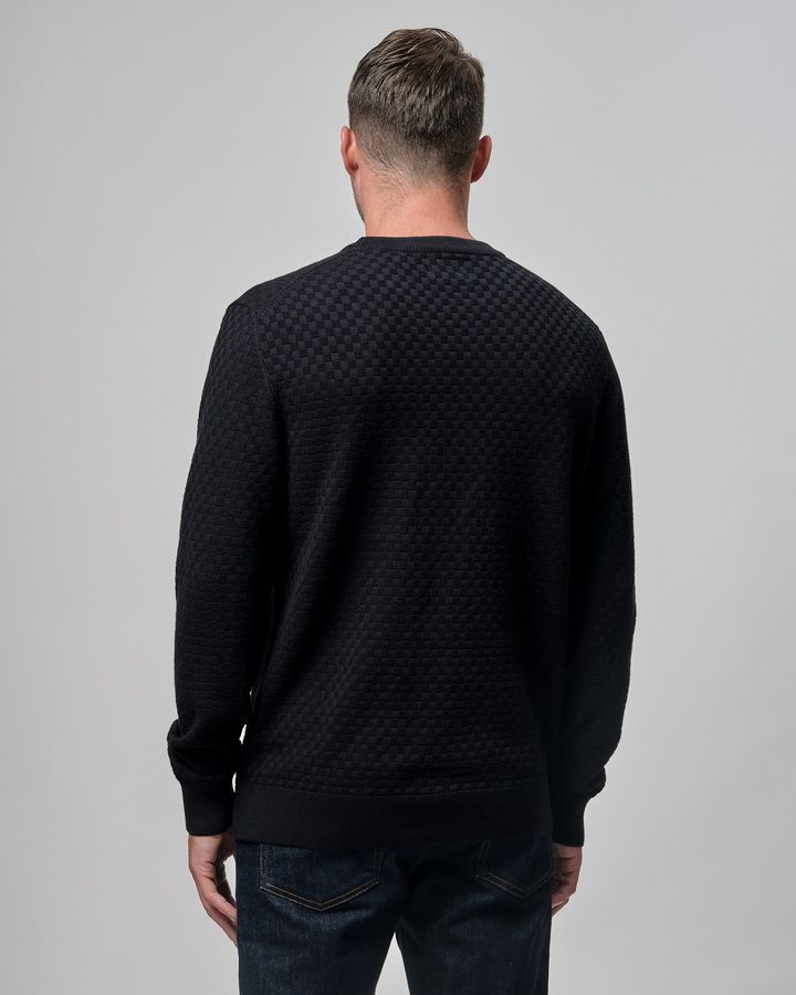 Micro Textured Crew Neck Sweater