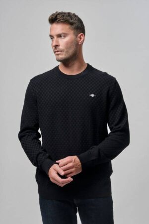 Micro Textured Crew Neck Sweater