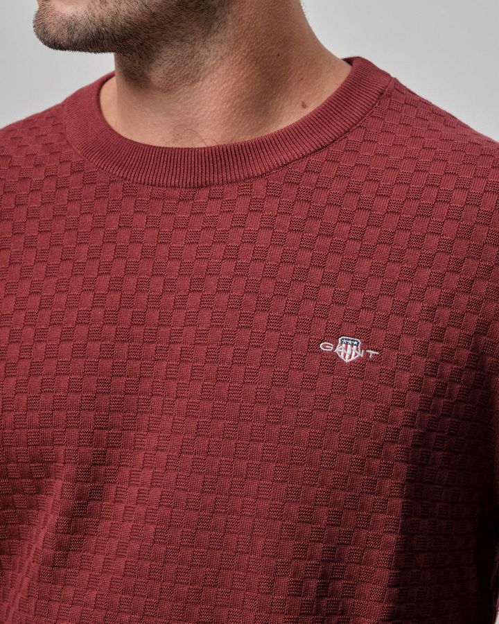 Micro Textured Crew Neck Sweater