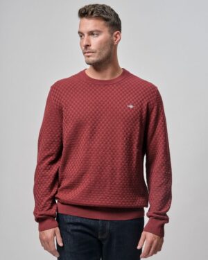 Micro Textured Crew Neck Sweater