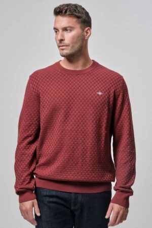 Micro Textured Crew Neck Sweater