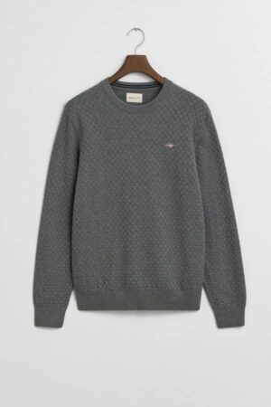 Micro Textured Crew Neck Sweater