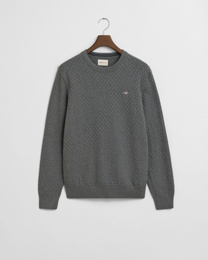 Micro Textured Crew Neck Sweater
