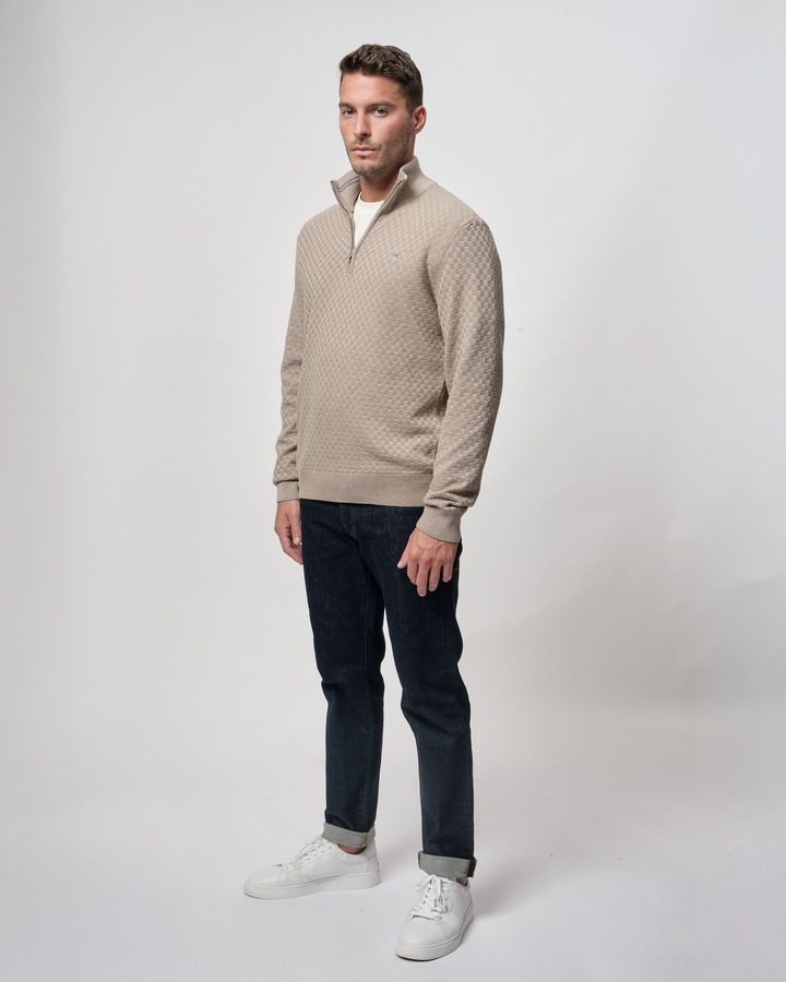 Micro Texture Half-Zip Sweater