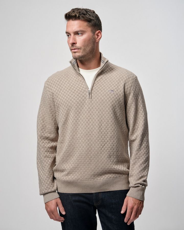Micro Texture Half-Zip Sweater