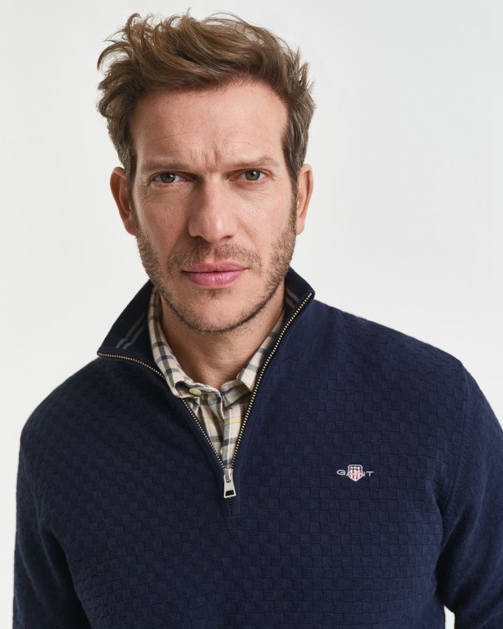 Micro Texture Half-Zip Sweater