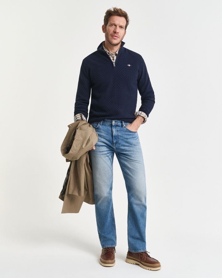 Micro Texture Half-Zip Sweater