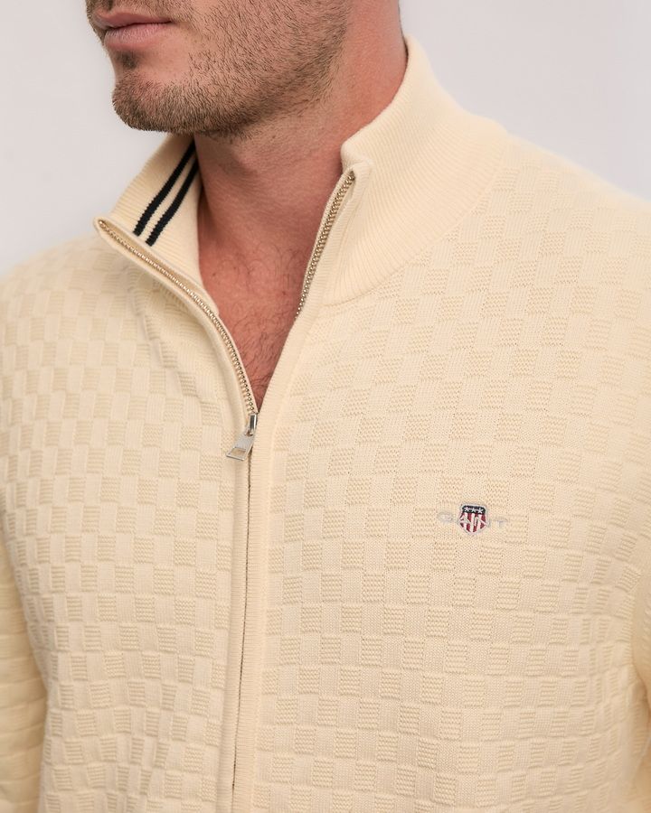 Micro Textured Zip Sweater