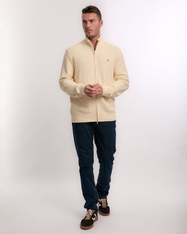 Micro Textured Zip Sweater