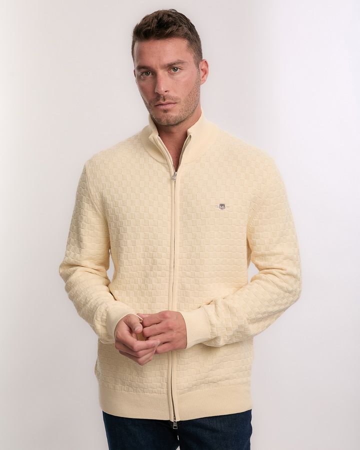 Micro Textured Zip Sweater