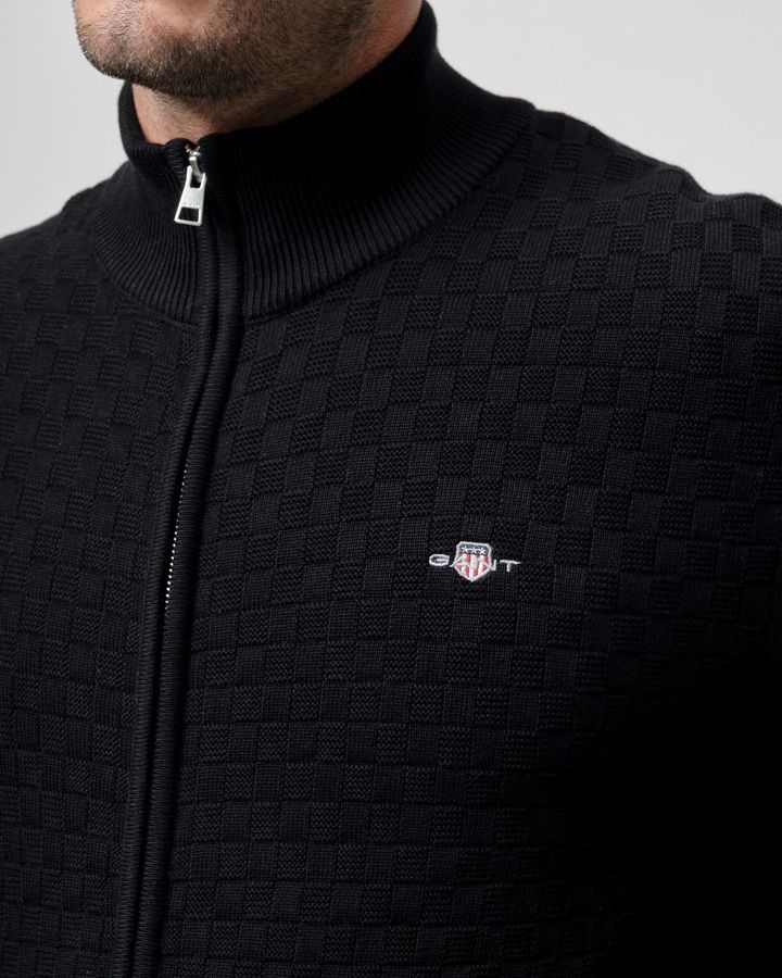 Micro Textured Zip Sweater