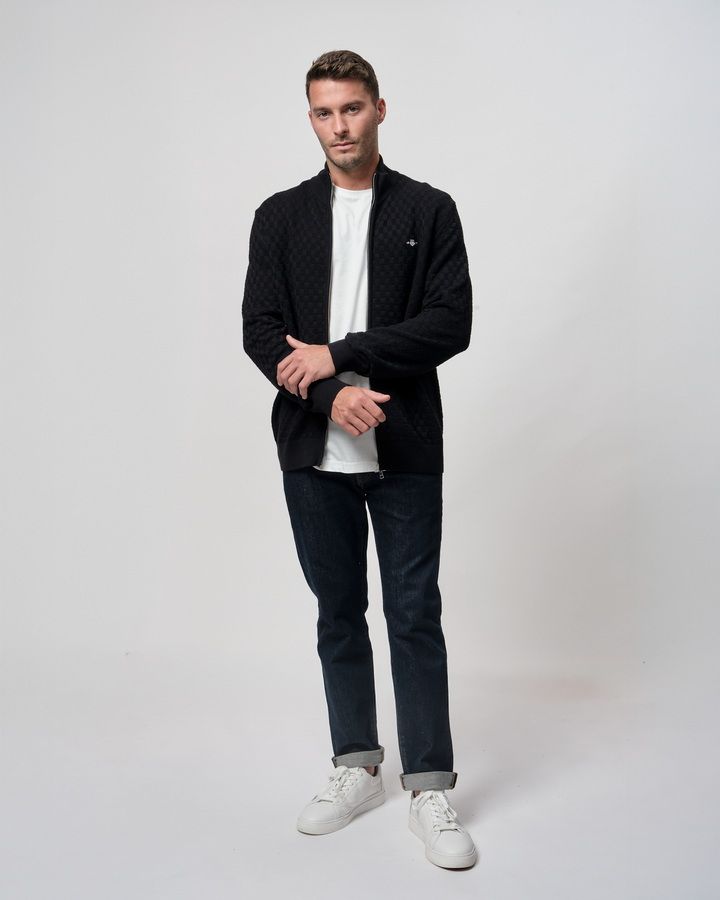 Micro Textured Zip Sweater