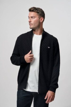 Micro Textured Zip Sweater