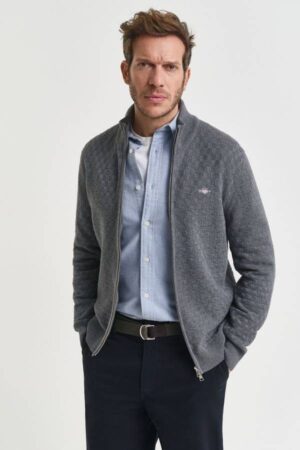 Micro Textured Zip Sweater