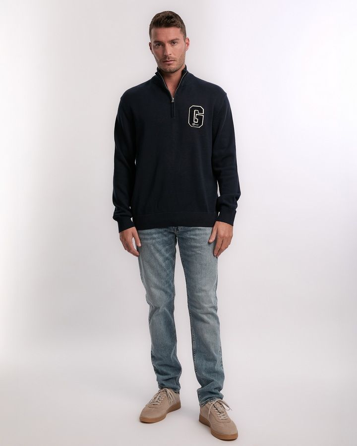 Small Graphic Badge Half Zip