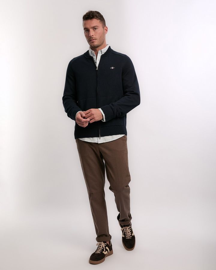 Casual Cotton Zip Bomber Cardigan