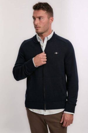 Casual Cotton Zip Bomber Cardigan