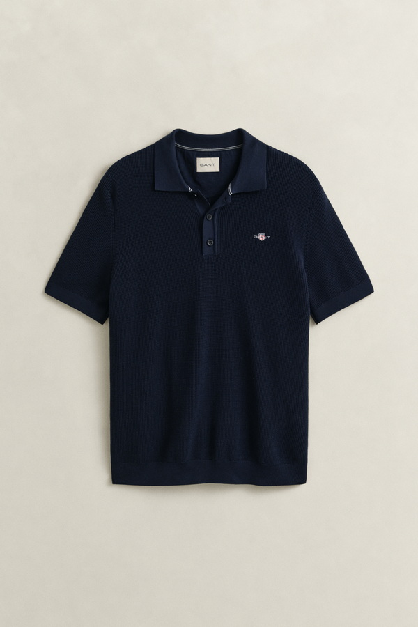 Textured Cotton Polo Sweater