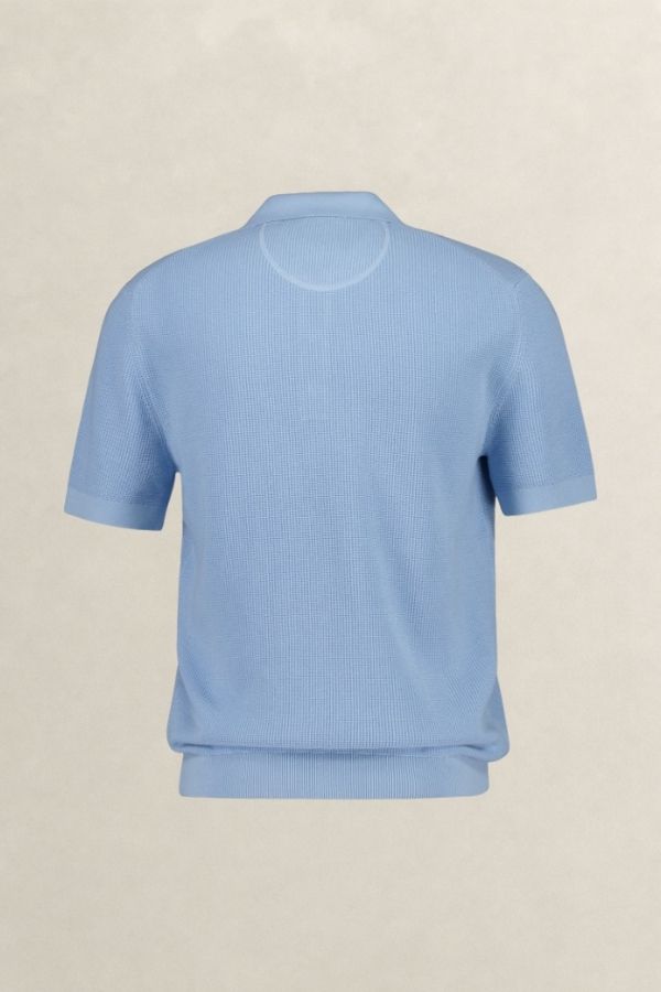 Textured Cotton Polo Sweater