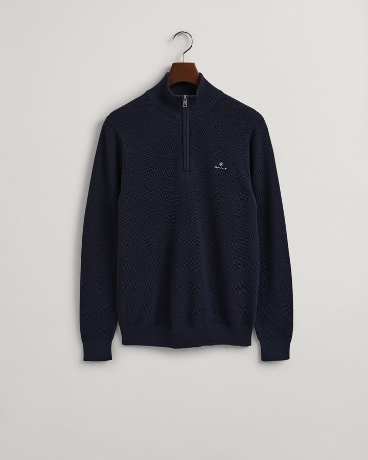 Cotton Pique Half-Zip Sweater