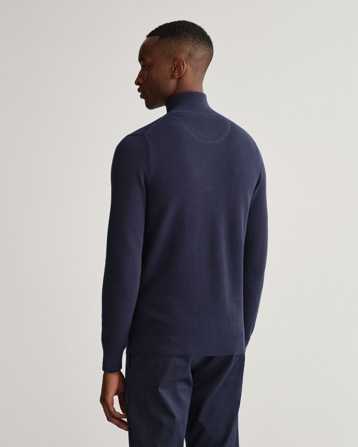 Cotton Pique Half-Zip Sweater