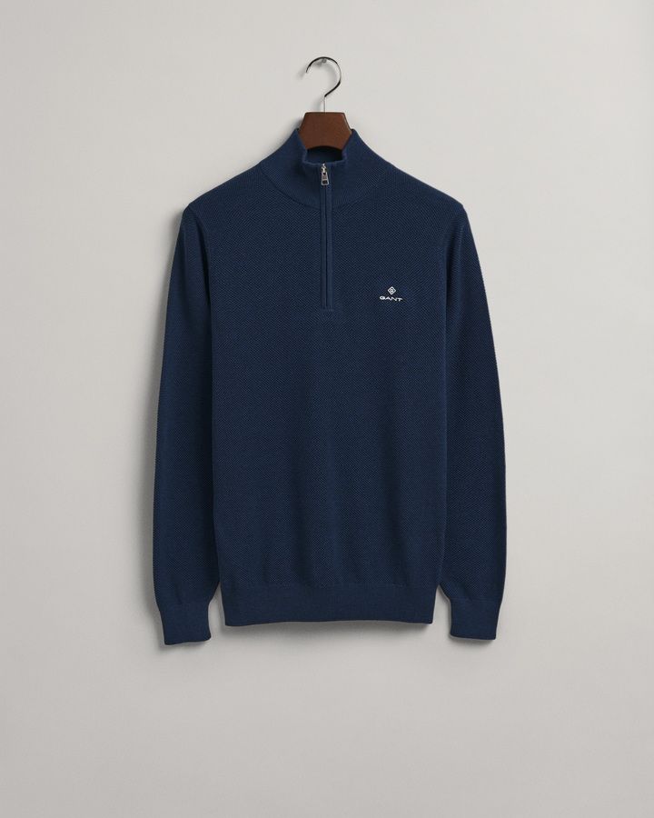 COTTON PIQUE HALF ZIP