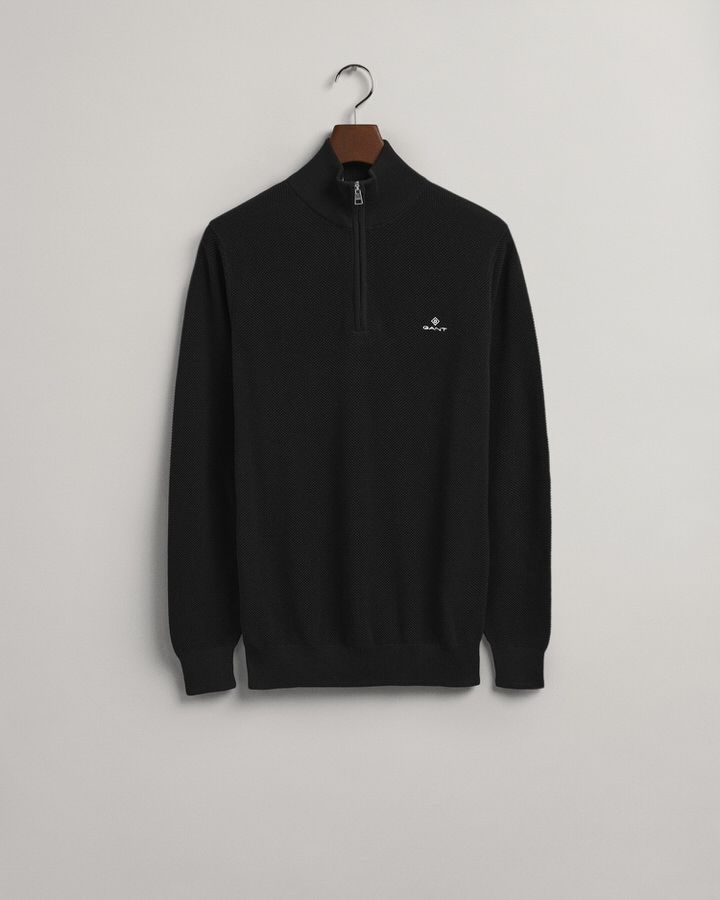 Cotton Pique Half-Zip Sweater