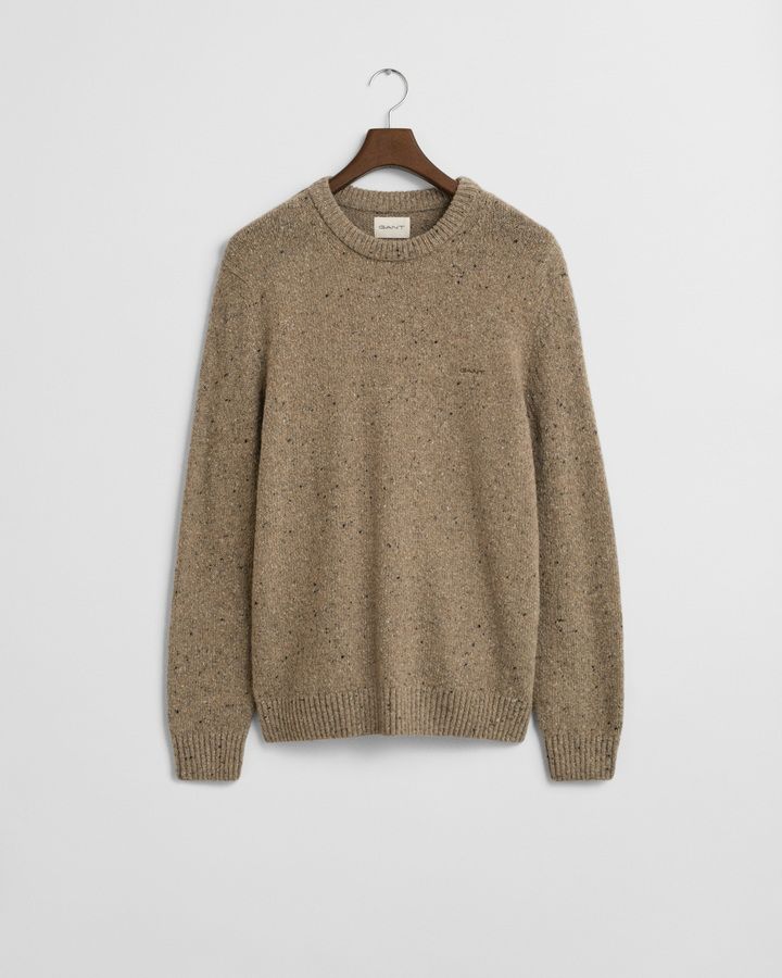 Wool Blend Nepps Crew Neck Sweater