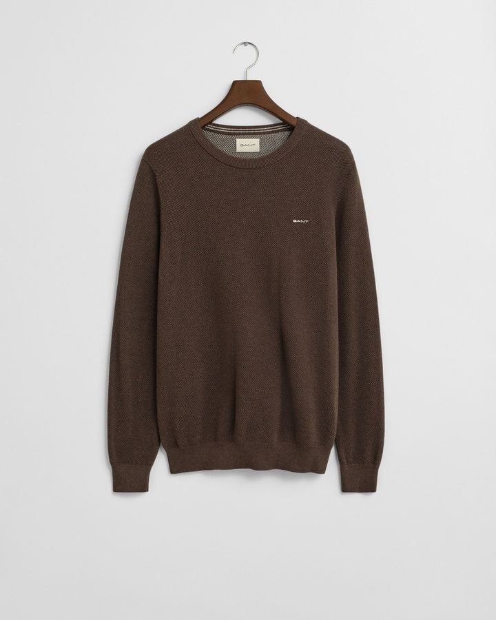 Cotton Pique Crew Neck Sweater