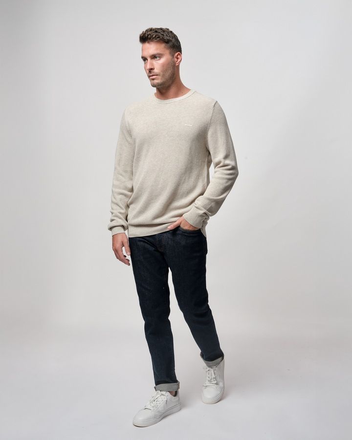 Cotton Pique Crew Neck Sweater