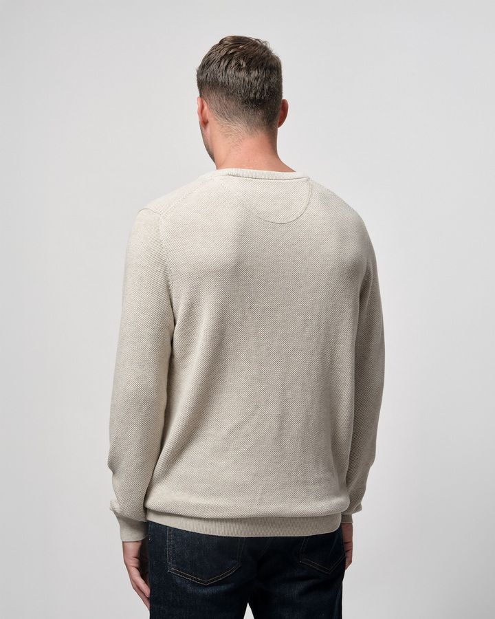 Cotton Pique Crew Neck Sweater