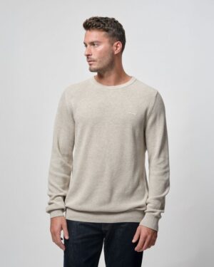Cotton Pique Crew Neck Sweater