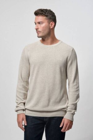 Cotton Pique Crew Neck Sweater