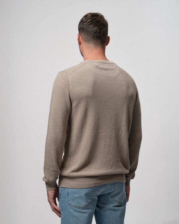 Cotton Pique Crew Neck Sweater