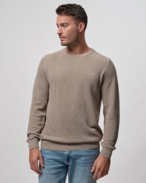 Cotton Pique Crew Neck Sweater