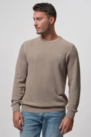 Cotton Pique Crew Neck Sweater