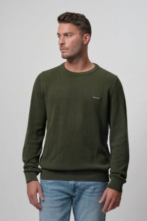 Cotton Pique Crew Neck Sweater