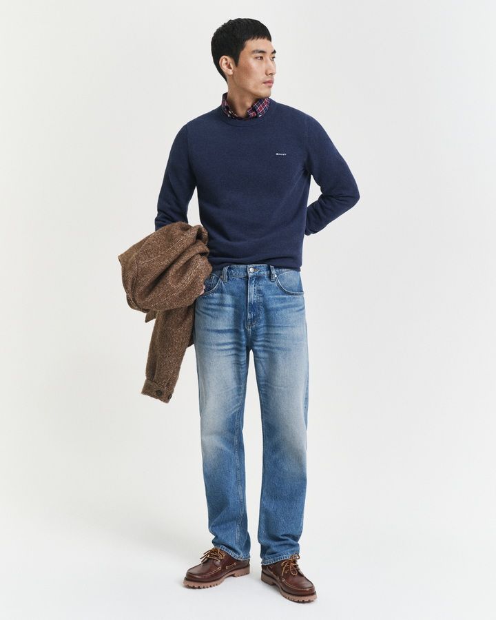 Cotton Pique Crew Neck Sweater