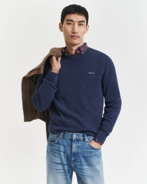 Cotton Pique Crew Neck Sweater