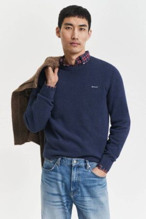 Cotton Pique Crew Neck Sweater