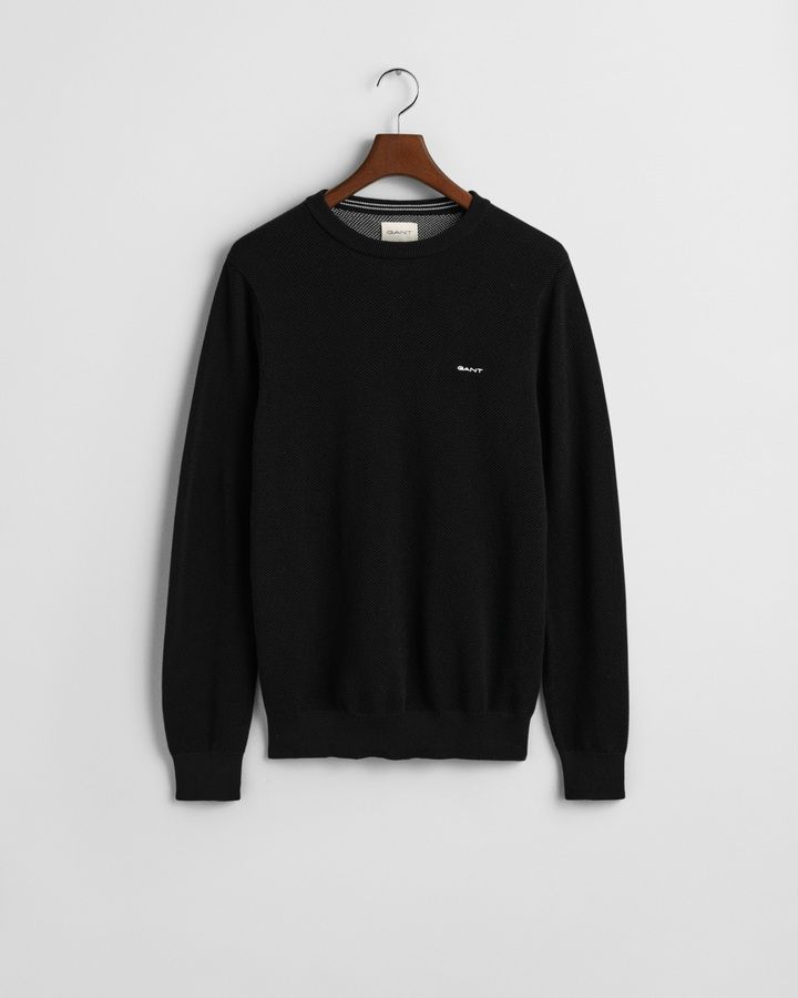 Cotton Pique Crew Neck Sweater
