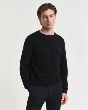 Cotton Pique Crew Neck Sweater